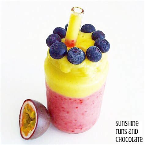 Mango Raspberry Smoothie With Blueberries And Passion Fruit