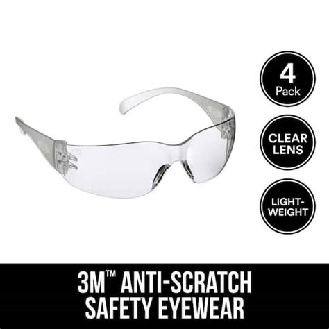 3m Clear Frame With Clear Lenses Indoor Safety Glasses 4 Pack Case Of 10 90834 00000b The