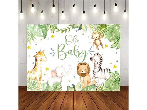 Boy Safari Baby Shower Backdrop Oh Baby Jungle Animals Etsy