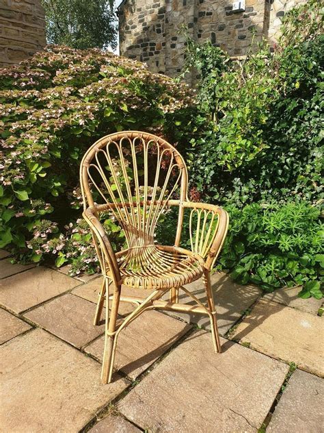Elegant armchair for the modern patio. Vintage Retro Wicker Chair Rattan Bamboo Cane Armchair ...