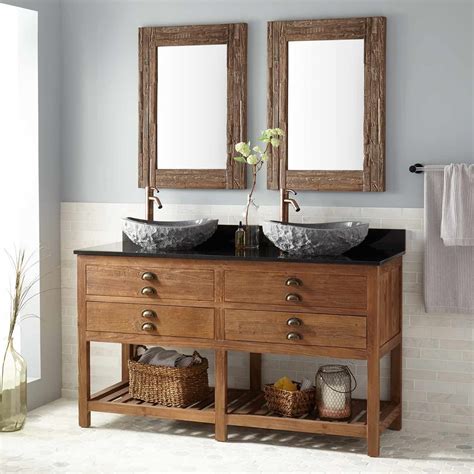 Vessel sink vanities are the preferred choice of homeowners who truly want to make their bathroom unique. 60" BENOIST RECLAIMED WOOD CONSOLE DOUBLE VESSEL SINK ...