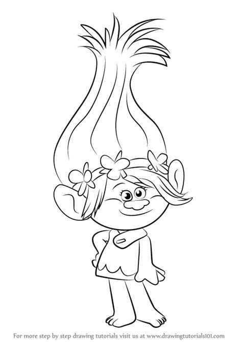 draw princess poppy  trolls drawingtutorialscom poppy coloring page disney
