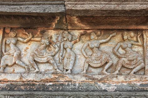 Sculpture Of Dancing Women On Temple Wall Stock Image Image Of