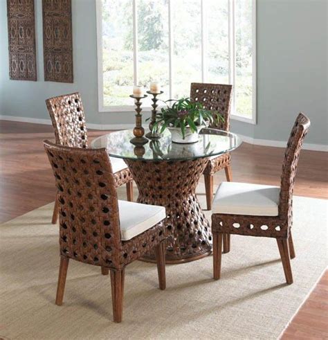 4 pcs rattan patio furniture set wicker conversation set. Indoor Wicker Dining Chairs Set | Rattan dining chairs ...