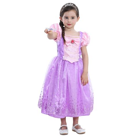 2021 Girls Rapunzel Fancy Dress Costume Kids Princess Outfit Cosplay