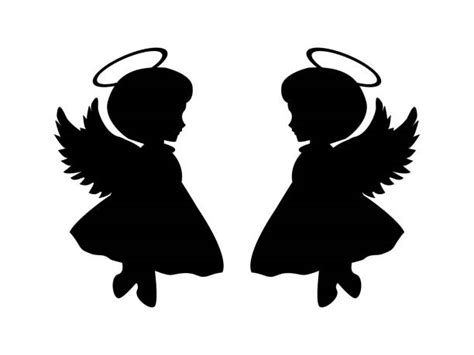 Baby Angel Wings Black White Silhouette Stock Photos Pictures