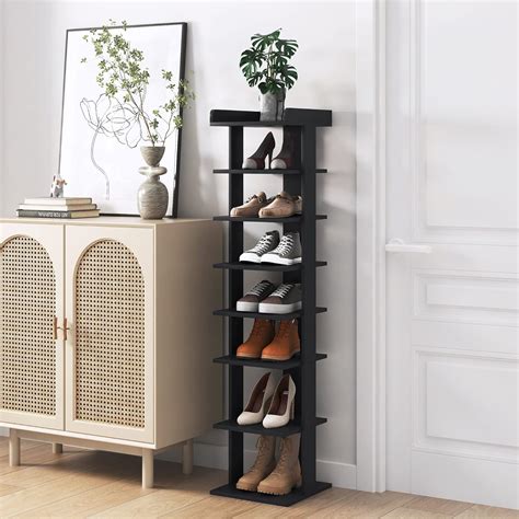 Buy Home Bi Tiers Vertical Shoe Rack Tall Skinny Wooden Shoe Shelf