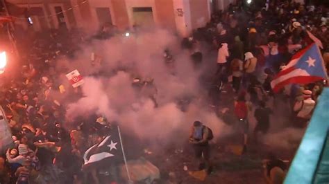 nbc news on twitter protest in puerto rico fireworks were thrown into an area where riot