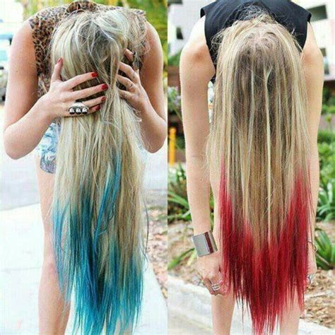 Yeah, the scale on red hair is different than blonde hair. Dip-dyed Blonde hair color with long red, green highlights ...