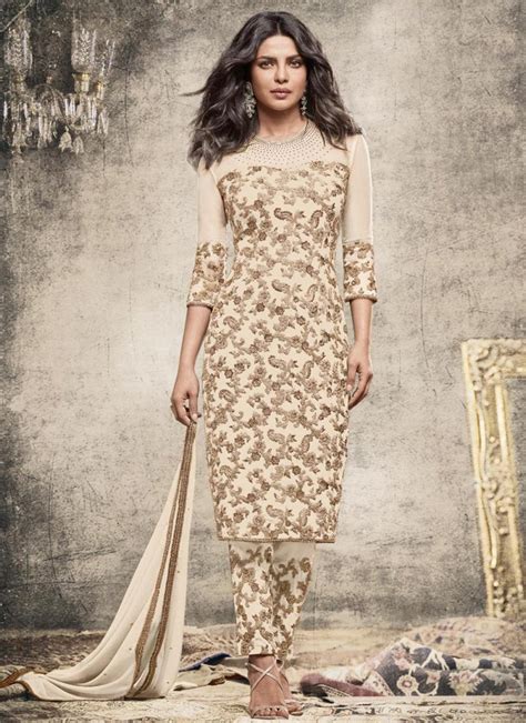 Shop Priyanka Chopra Embroidered Work Pant Style Straight Salwar Kameez Online