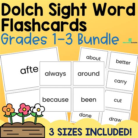 Free Dolch Sight Word Printable Flash Cards