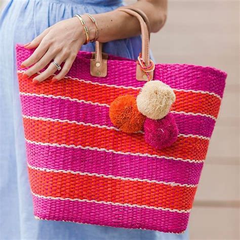 Hit The Beach With Our Pom Pom Beach Bag From Madagascar Choose From