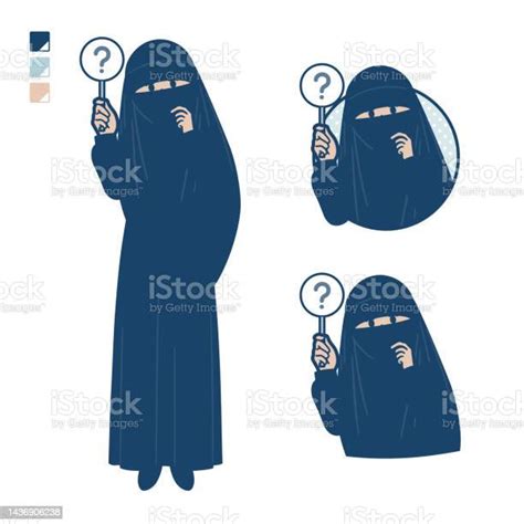 Eine Muslimische Frau Trägt Einen Niqab Mit Put Out A Question Panel Images Stock Vektor Art Und