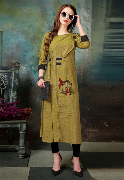 Shop Shaded Green Khadi Cotton Readymade Kurti 170193 Online At Best Price From Vast Collection