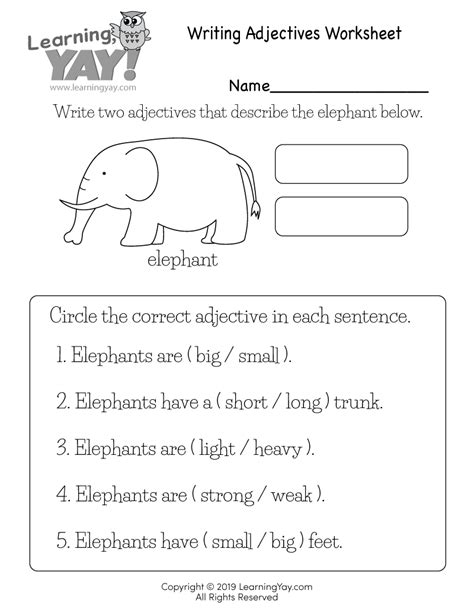 Grade 1 Adjectives Worksheets