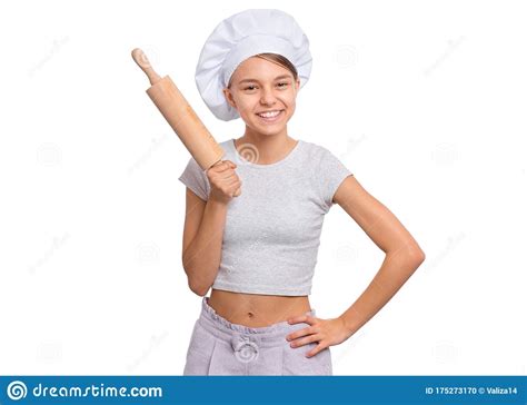 Jugendlich Mädchen Im Chefhut Stockfoto Bild von nett kindheit