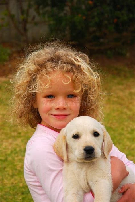 Happy Child With Puppy Pet Stock Image Image Of Hold 6848837