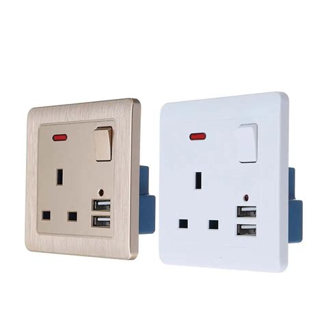 13a 250v Uk Plug Power Outlet Socket Dual Usb Wall Ac Dc Charger Switch