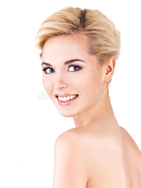 Beautiful Face Of Smiling Woman With Clean Fresh Skin
