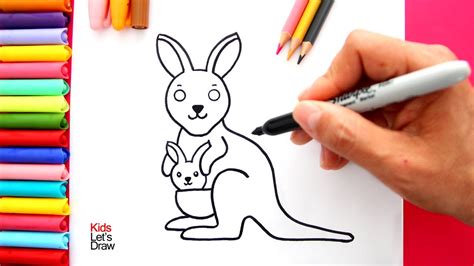 Aprende A Dibujar Un Canguro Con Su Bebé How To Draw A Kangaroo With