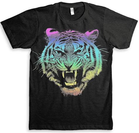 Tiger T Shirt 80s Rainbow Design American By Strangelovetees Tiger T Shirt Shirts Shirt