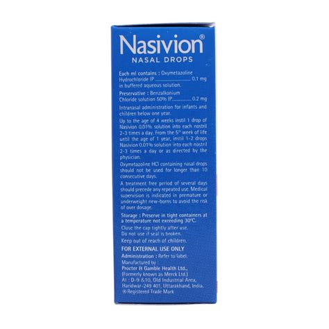 Nasivion Mini 001 Nasal Drops 10 Ml Price Uses Side Effects