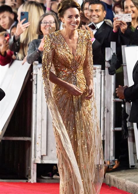Kate Middletons Gold Dress Stole The Show At The James Bond Premiere