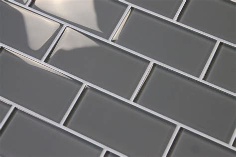Pebble Gray 3x6 Glass Subway Tiles Rocky Point Tile Glass And