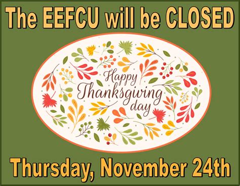 Thanksgiving Closure Emerald Empire Federal Credit Union