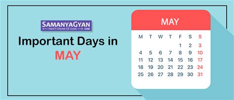 Important Days In May 2024 National And International Days Samanyagyan