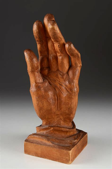 Pair Of Vintage Hand Carved Heinzeller Wood Hand Figurines Ebth