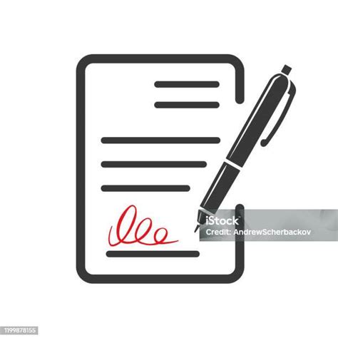 Ikon Dokumen Kontrak Perjanjian Dan Tanda Tangan Pakta Kesepatan Simbol