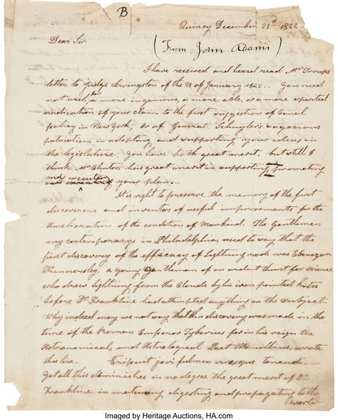 John Adams Letter Signed Autographs Us Presidents Lot 47061