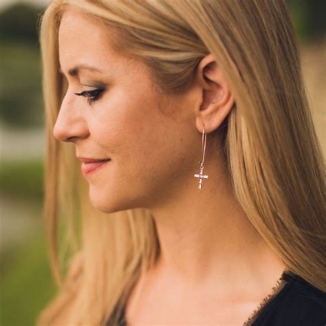 Kristin Aaron Sterling Silver Or Gold Crystal Cross Earrings