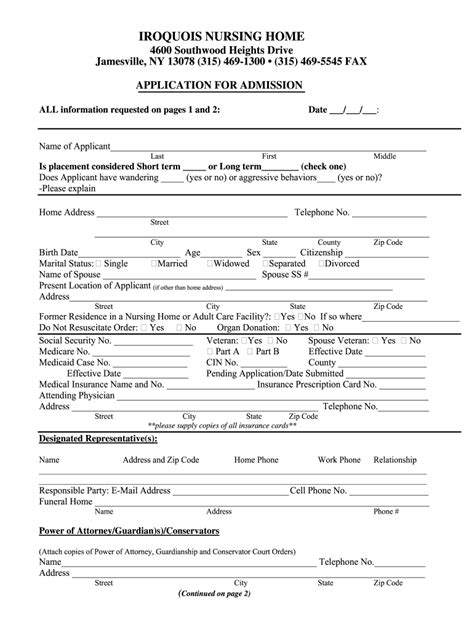 Nursing Home Application Form Fill Out And Sign Printable Pdf
