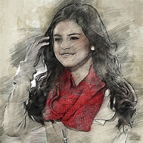 Celebrity Gomez Selena Pencil Drawing Drawing By Bechtelar Natalia