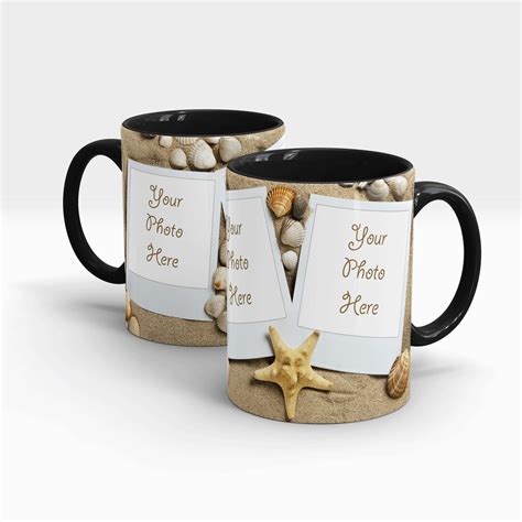 Sand And Sea Shells Personalized Photo Mug Design Your Own Online