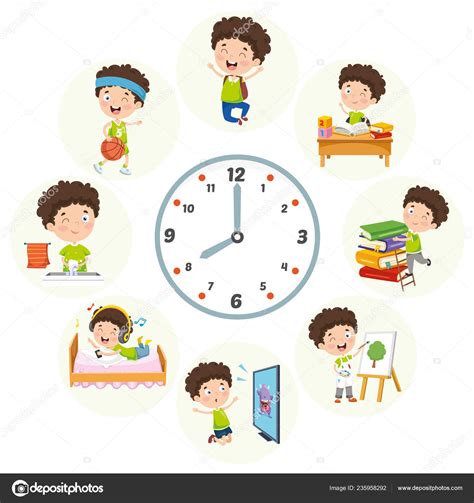 Vector Illustration Of Kids Daily Routine Activities Stock Illustration 125