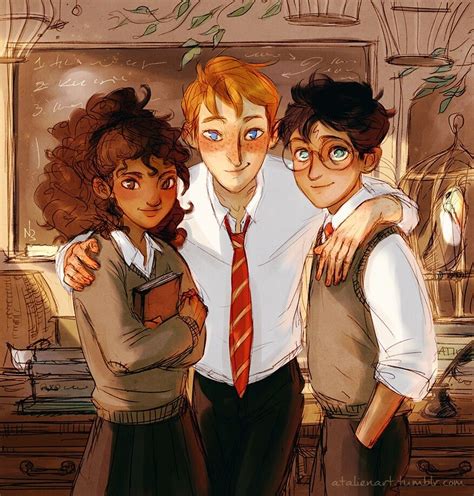 The Golden Trio By Natellos Art Harry Potter Drawings Harry Potter