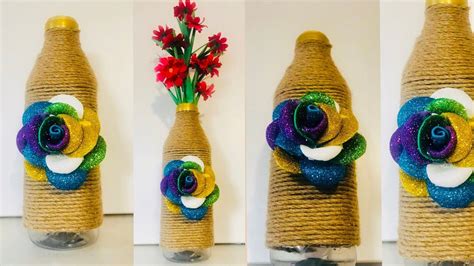 How To Make Beautiful Plastic Bottle Flower Vase Plastic Bottle Craft