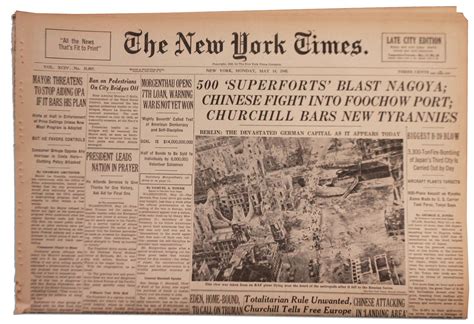 Lot Detail The New York Times Newspaper From 14 May 1945 Bombed Out Berlin On Front Page