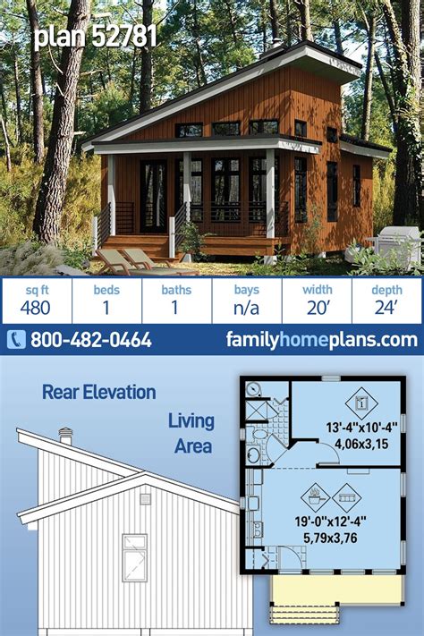 Plan 52781 Tiny Ultra Modern House Plan Under 500 Sq Ft 1 Bed And 1 Bath Offer Compact Living