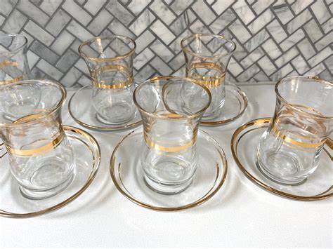 Turkish Tea Glasses And Saucers Set Of 8 Pasabahce Made Etsy