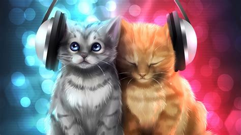 Artistic Picture Of Kittens With Headphone Hd Kitten Wallpapers Hd