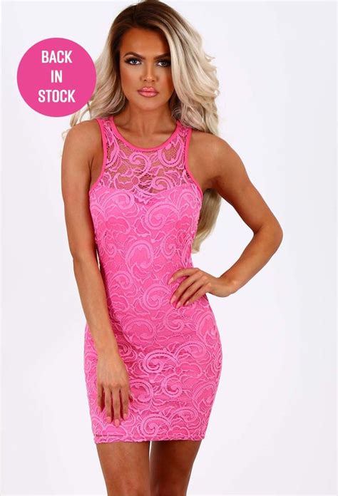 Pin By Stacy💋 ️💋bianca Blacy On Clothing Hot Pink Dresses Hot Pink Dresses Dresses Lace Mini