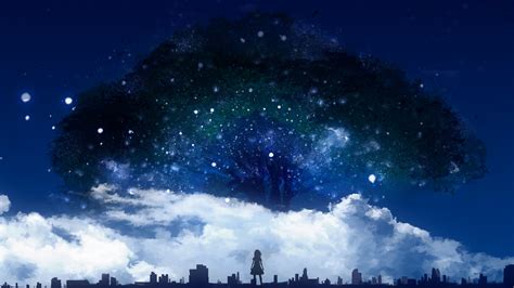 Night Trees Nature Scenery Anime 4k 120 Wallpaper Pc Desktop