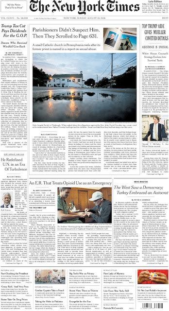 The New York Times International Edition In Print For Sunday August 19