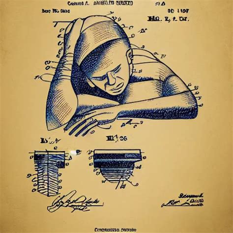 Patent Drawing Of A Sleeping Man In A Nightcap With Stable Diffusion