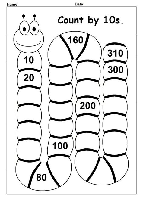 Count By 10s Kindergarten Worksheet