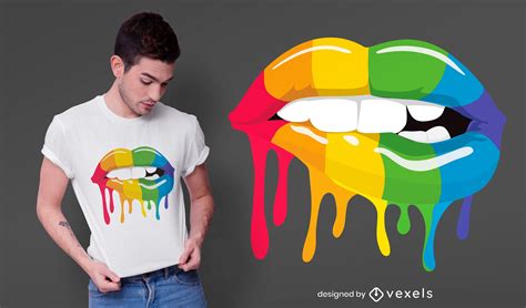 rainbow lips t shirt design vector download